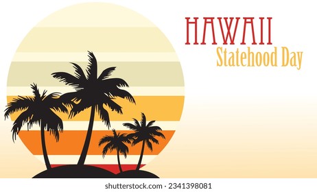 Hawaii statehood day background represent the beautiful Hawaiian landscape. Use vibrant colors to reflect the Hawaiian spirit and culture.