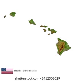 Hawaii, States of America Topographic Map (EPS)