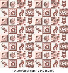 Hawaii style tapa tribal fabric abstract patchwork vintage vector pattern
