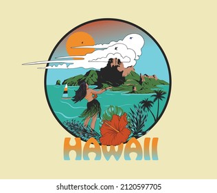 hawaii summer beach vibes vector artwork design for print