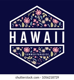 hawaii summer paradise floral badge