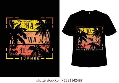 Hawaii Summer t-shirt design Template image