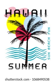 hawaii summer,t-shirt print poster vector illustration
