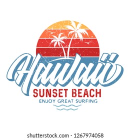 Hawaii Sunset Beach - Tee Design Para Impresión