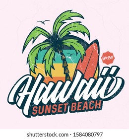 Hawaii Sunset Beach - Tee Design For Printing