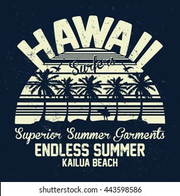 Hawaii superior summer garments vector print and varsity. For t-shirt or other uses in vector.T shirt graphic