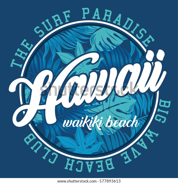 Hawaii Surf Beach Typography Tshirt Graphics Stock Vector (Royalty Free ...