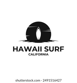 hawaii surf logo design concept vintage style