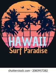 Hawaii Surf Paradise Palm Beach t-shirt design for Hawaii Surf Lovers