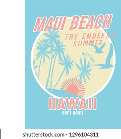 hawaii surf print design for t-shirt print