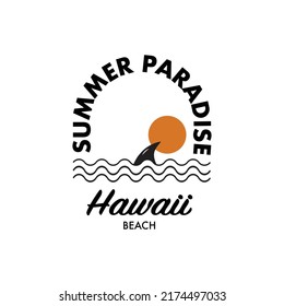 Hawaii surf theme, Vector surfing badge. For t-shirt prints, posters, and other uses.