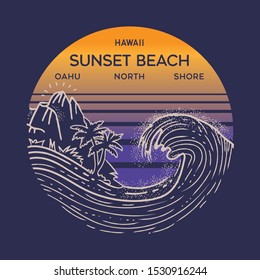 Hawaii surf typography, tee shirt graphics, vectors