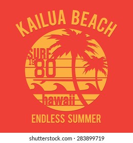 Hawaii surf typography, t-shirt graphics, vectors