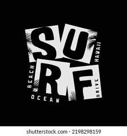 Hawaii surf typography vector t shirt design 