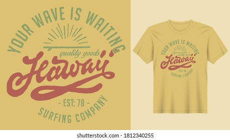 Hawaii surfing designs, Retro artwork, Hawaii surfing typography, Paradise illustration