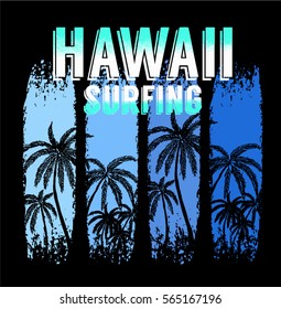 Hawaii surfing graphic design.Tropical style .vectors.