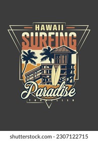 Hawaii surfing paradise t shirt design 