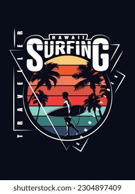 Hawaii surfing t shirt design 