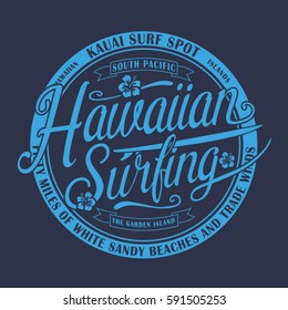 Hawaii Surfing Typography, Tee Shirt Graphics, Vectors, Girl, 