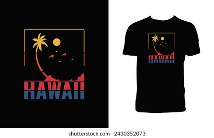 Hawaii Surfing Vector T Shirt Design.