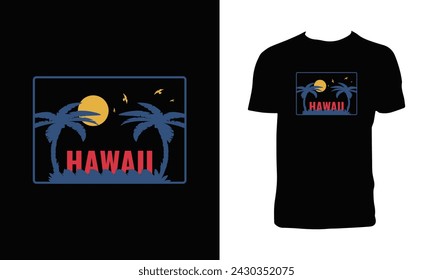Hawaii Surfing Vector T Shirt Design.