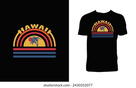 Hawaii Surfing Vector T Shirt Design.