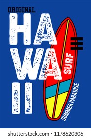 hawaii surf,t-shirt design vector illustration