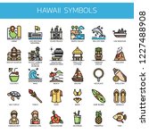 Hawaii Symbols , Thin Line and Pixel Perfect Icons