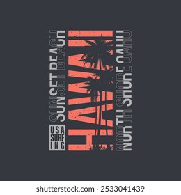 hawaii teeshirt design graphics stamp label typography.. 