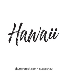 hawaii, text design. Vector calligraphy. Typography poster. Usable as background.