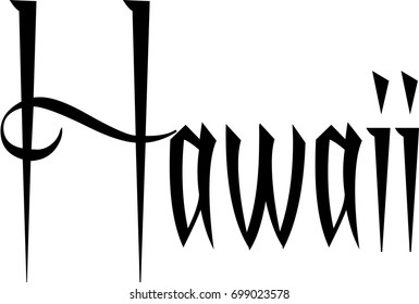 Hawaii text sign illustration on white background
