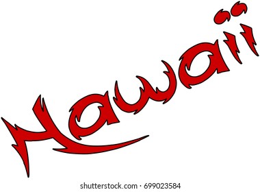 Hawaii text sign illustration on white background