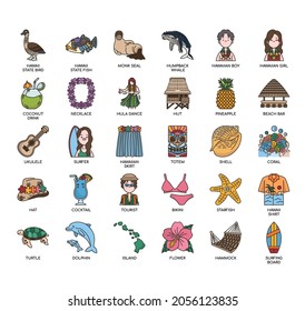 Hawaii , Thin Line and Pixel Perfect Icons