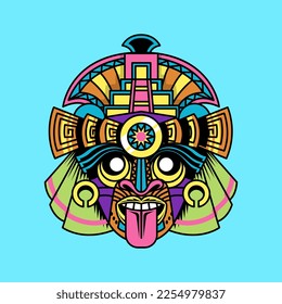 Hawaii Tiki Mask Cartoon Vector Icon Illustration. Holiday Nature Icon Concept Isolated Premium Vector. Flat Cartoon Style