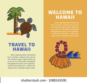 Hawaii travel famous landmark vector posters