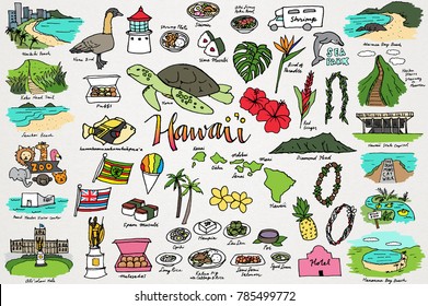 Hawaii & Tropical Island Clipart Set - Hawaiian Flowers, Beaches, Plants, Nature, Food, And Animals