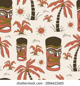 Hawaii tropical with mask vector seamless repeat pattern.