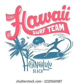 Hawaii T-Shirt Design, Honolulu Surf Druck.