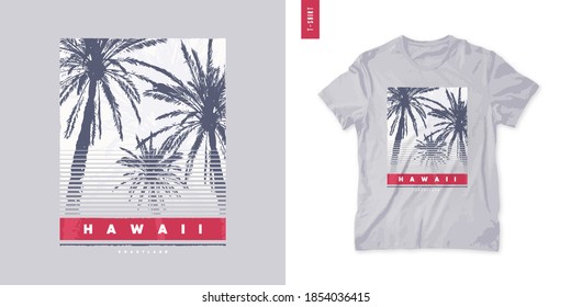 Hawaii. T-shirt vector design, poster, print, template.