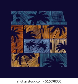 Hawaii typography poster. Concept in vintage style for print production. T-shirt fashion Design. Template for poster, print, banner, flyer.