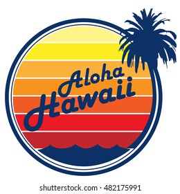  Hawaii. Typography, t-shirt graphic. Grunge and retro design.