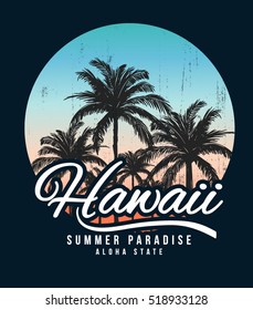 Hawaii typography for t-shirt print , vector illustration