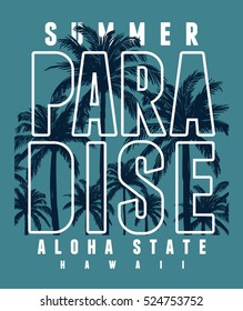 Hawaii typography for t-shirt print , vector illustration