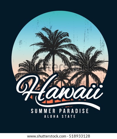 Hawaii typography for t-shirt print , vector illustration