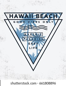 Hawaii typography and vector illustration for t-shirt print and other uses.