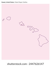 Hawái, Estados Unidos. Mapa de Vector simple. Forma Estado. Estilo de esquema. Frontera de Hawái. Ilustración vectorial.
