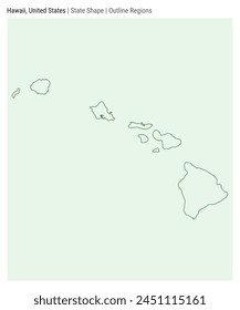 Hawaii, United States. Simple vector map. State shape. Outline Regions style. Border of Hawaii. Vector illustration.