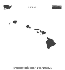 Hawaii US State Blank Vector Map Isolated on White Background. High-Detailed Black Silhouette Map of Hawaii.