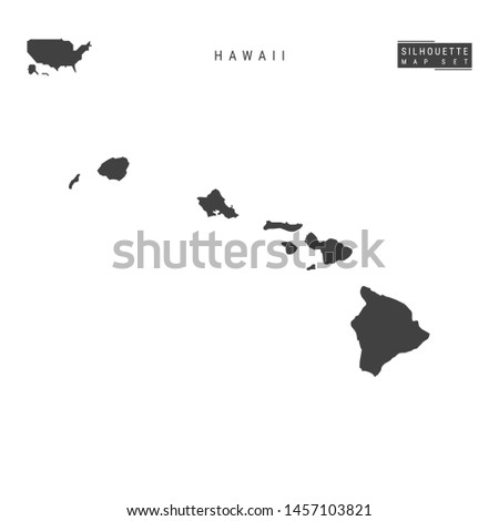 Hawaii US State Blank Vector Map Isolated on White Background. High-Detailed Black Silhouette Map of Hawaii.