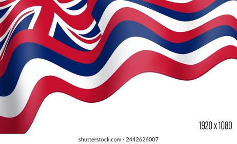 Hawaii US state flag realistic independence day background. Hawaiian election banner in motion waving, fluttering in wind. Festive patriotic HD format template for independence day